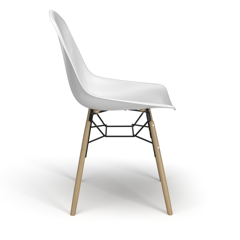 Pemberly Row Molded Plastic Contoured Seat Side Chairs (Set of 2) in White