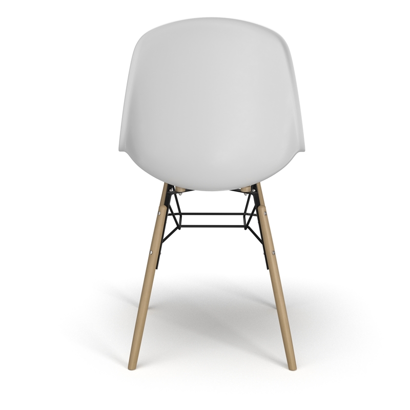 Pemberly Row Molded Plastic Contoured Seat Side Chairs (Set of 2) in White