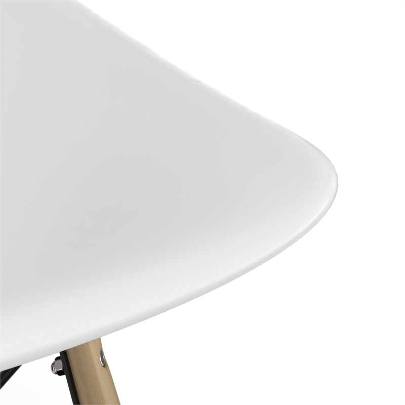 Pemberly Row Molded Plastic Contoured Seat Side Chairs (Set of 2) in White