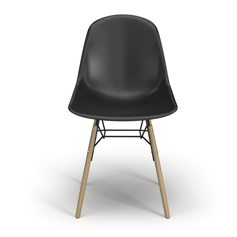 Pemberly Row Molded Plastic Contoured Seat Side Chairs (Set of 2) in Black