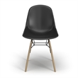 Pemberly Row Molded Plastic Contoured Seat Side Chairs (Set of 2) in Black