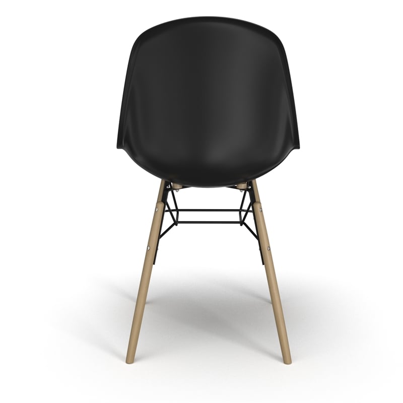Pemberly Row Molded Plastic Contoured Seat Side Chairs (Set of 2) in Black