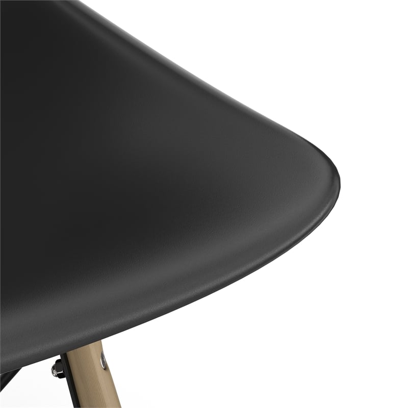 Pemberly Row Molded Plastic Contoured Seat Side Chairs (Set of 2) in Black