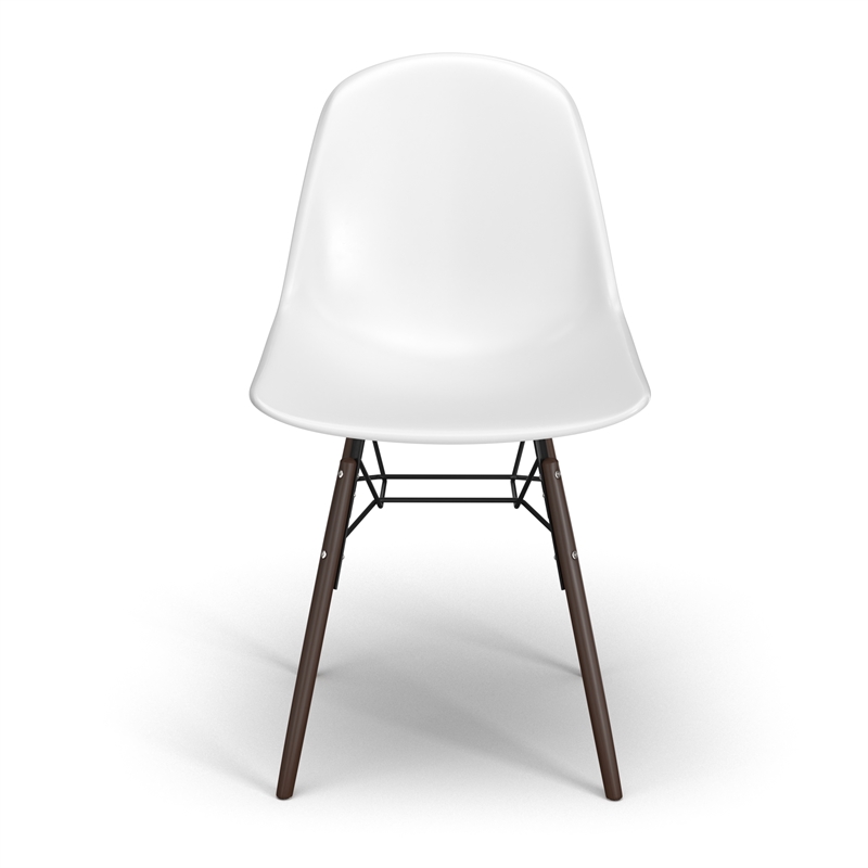 Pemberly Row Molded Plastic Contoured Seat Side Chairs (Set of 2) in White