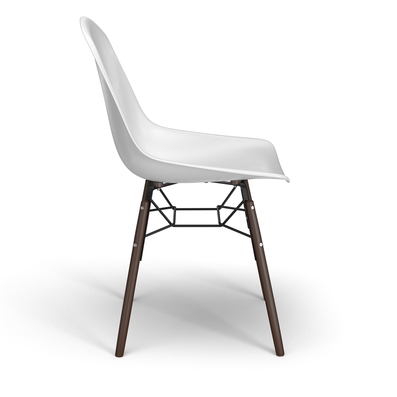 Pemberly Row Molded Plastic Contoured Seat Side Chairs (Set of 2) in White
