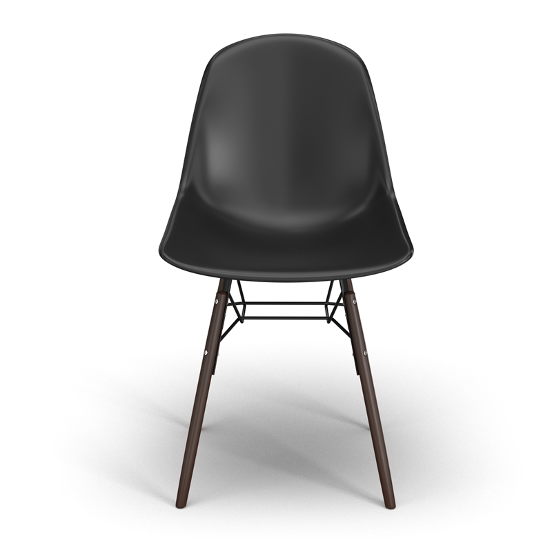 Pemberly Row Molded Plastic Contoured Seat Side Chairs (Set of 2) in Black