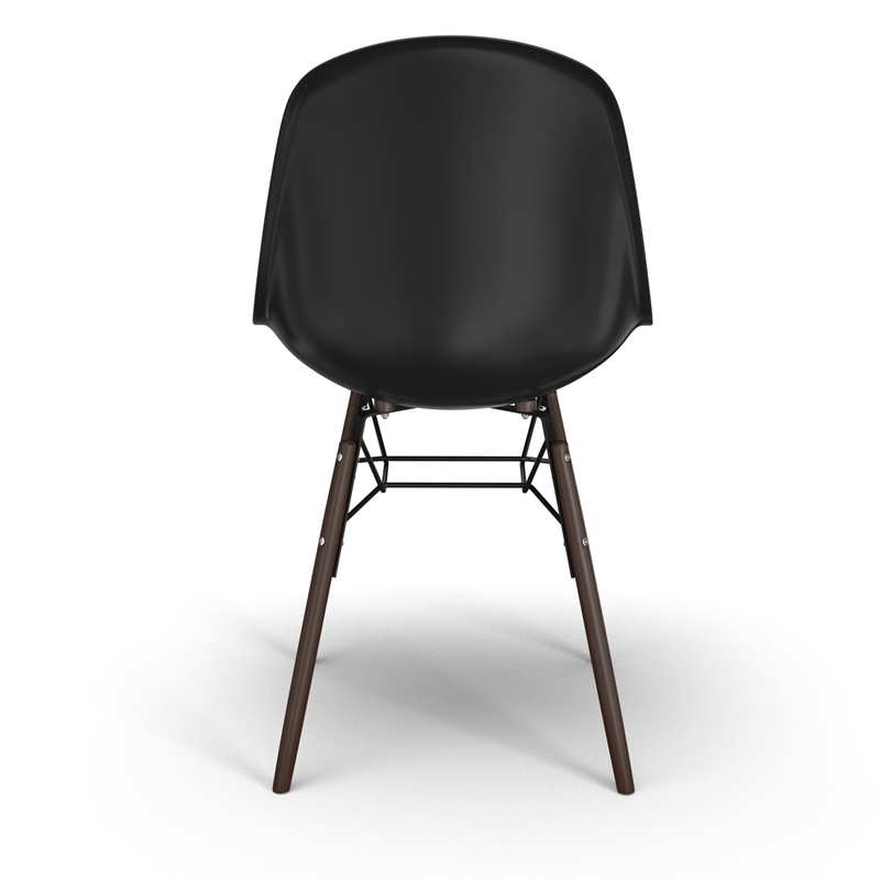 Pemberly Row Molded Plastic Contoured Seat Side Chairs (Set of 2) in Black