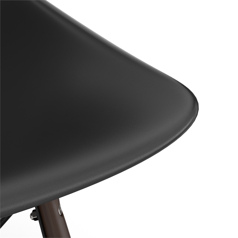 Pemberly Row Molded Plastic Contoured Seat Side Chairs (Set of 2) in Black