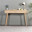 Pemberly Row Solid Wood with Natural Woven Cane Two-Drawer Desk in Natural