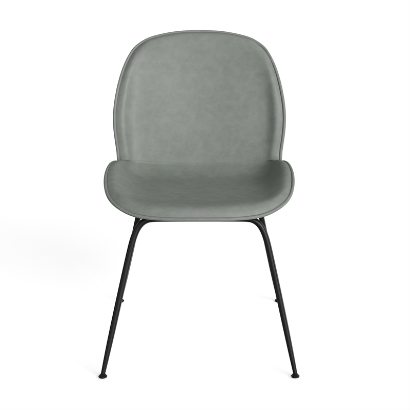 Pemberly Row Vegan Leather Side Chairs - Black Matte Metal Legs (Set of 2)