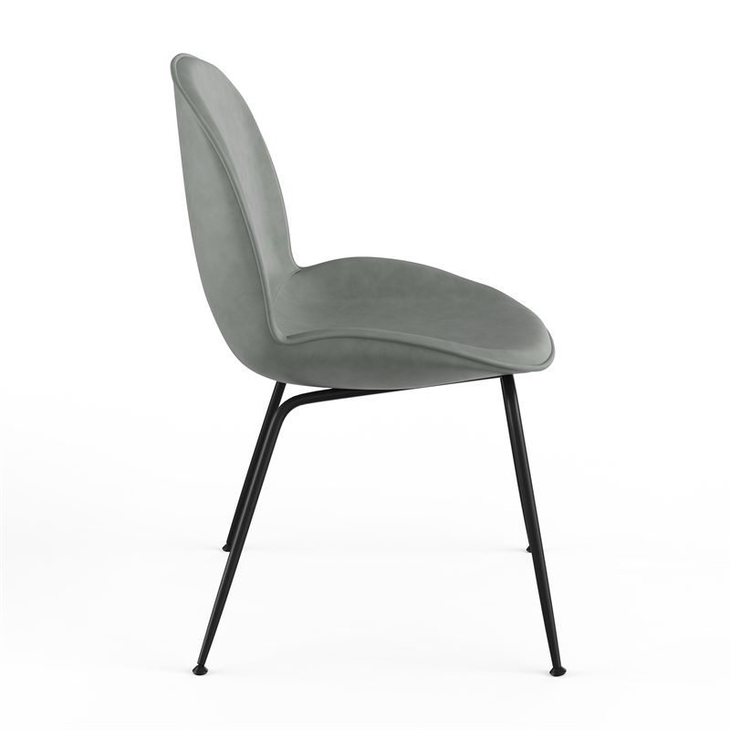 Pemberly Row Vegan Leather Side Chairs - Black Matte Metal Legs (Set of 2)