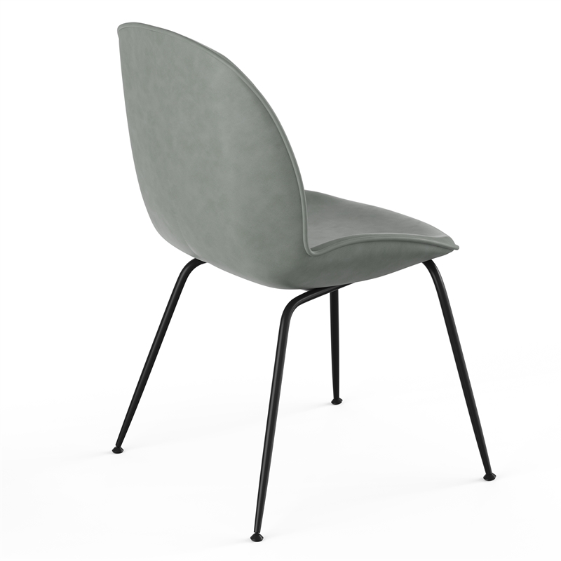 Pemberly Row Vegan Leather Side Chairs - Black Matte Metal Legs (Set of 2)