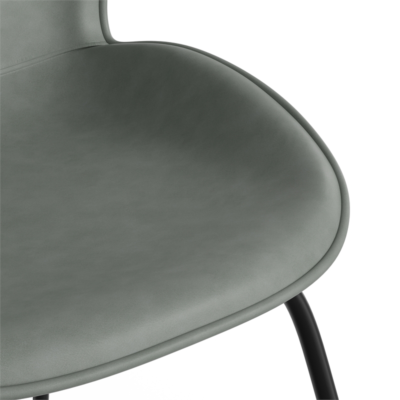 Pemberly Row Vegan Leather Side Chairs - Black Matte Metal Legs (Set of 2)