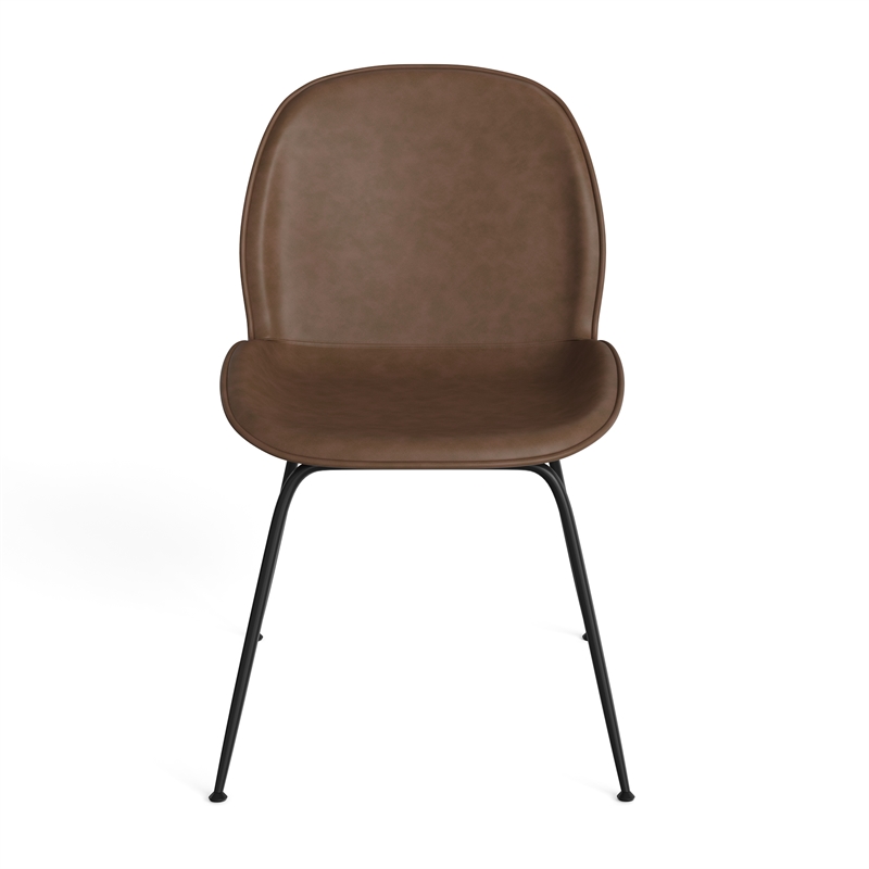 Pemberly Row Vegan Leather Side Chairs - Black Matte Metal Legs (Set of 2)