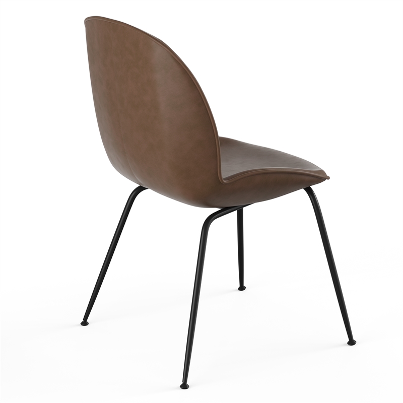 Pemberly Row Vegan Leather Side Chairs - Black Matte Metal Legs (Set of 2)