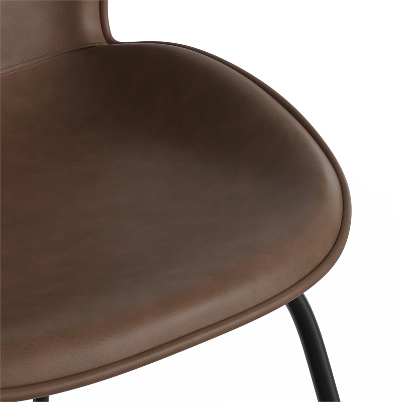 Pemberly Row Vegan Leather Side Chairs - Black Matte Metal Legs (Set of 2)