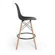Pemberly Row Molded Plastic Seat Counter Height Stools (Set of 2) in Black