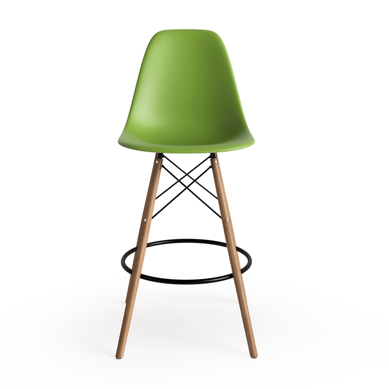 Pemberly Row Molded Plastic Seat Counter Height Stools (Set of 2) in Green