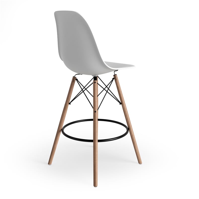 Pemberly Row Molded Plastic Seat Counter Height Stools (Set of 2) in White