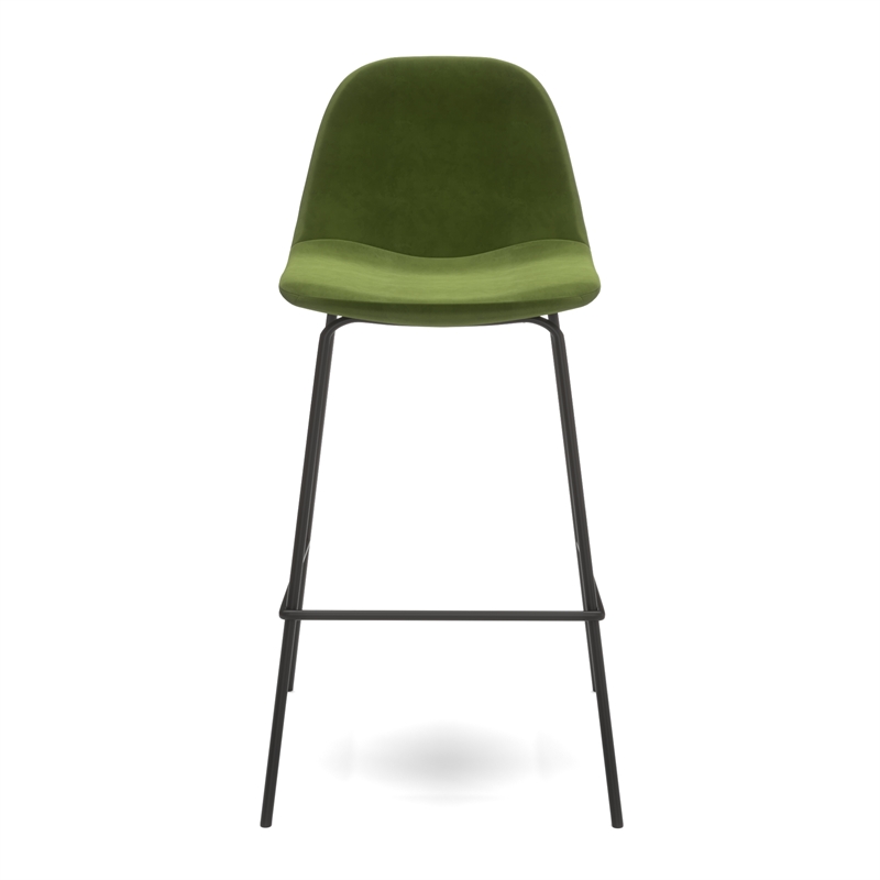 Pemberly Row Velvet Performance Counter Height Stools (Set of 2) in Forest