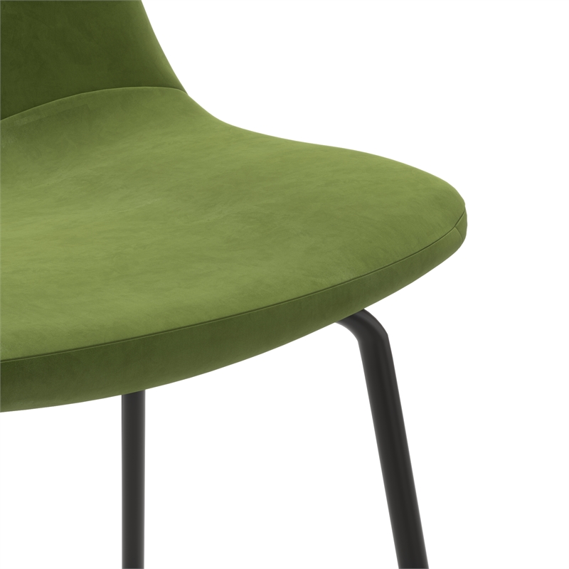 Pemberly Row Velvet Performance Counter Height Stools (Set of 2) in Forest