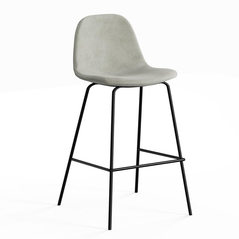 Pemberly Row Velvet Performance Counter Height Stools (Set of 2) in Silver