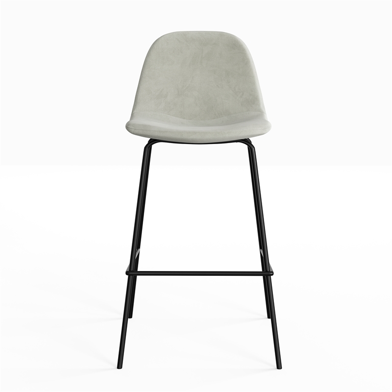 Pemberly Row Velvet Performance Counter Height Stools (Set of 2) in Silver