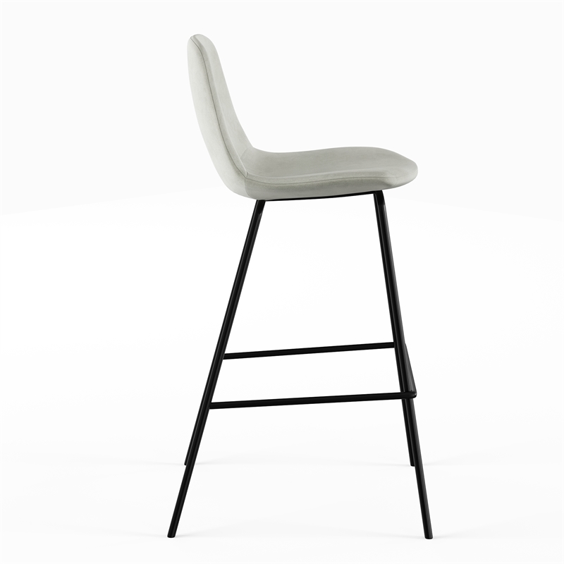 Pemberly Row Velvet Performance Counter Height Stools (Set of 2) in Silver