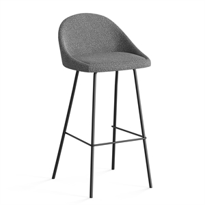 Pemberly Row Boucle Fabric Upholstery Bar Height Stools (Set of 2) in Gray