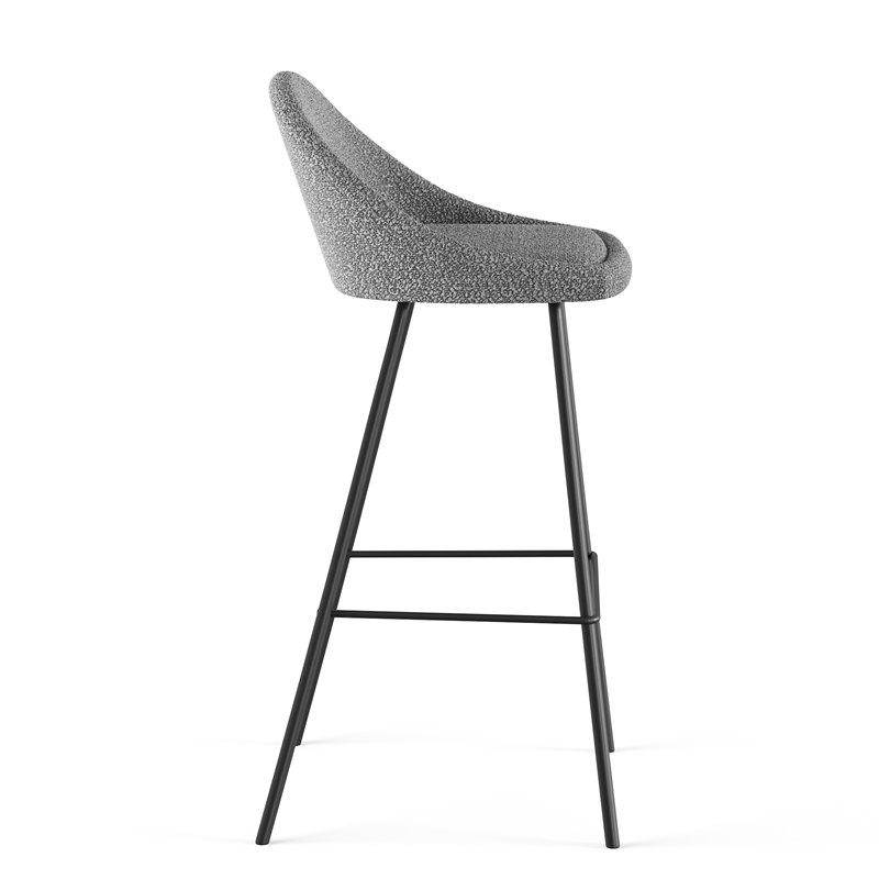 Pemberly Row Boucle Fabric Upholstery Bar Height Stools (Set of 2) in Gray