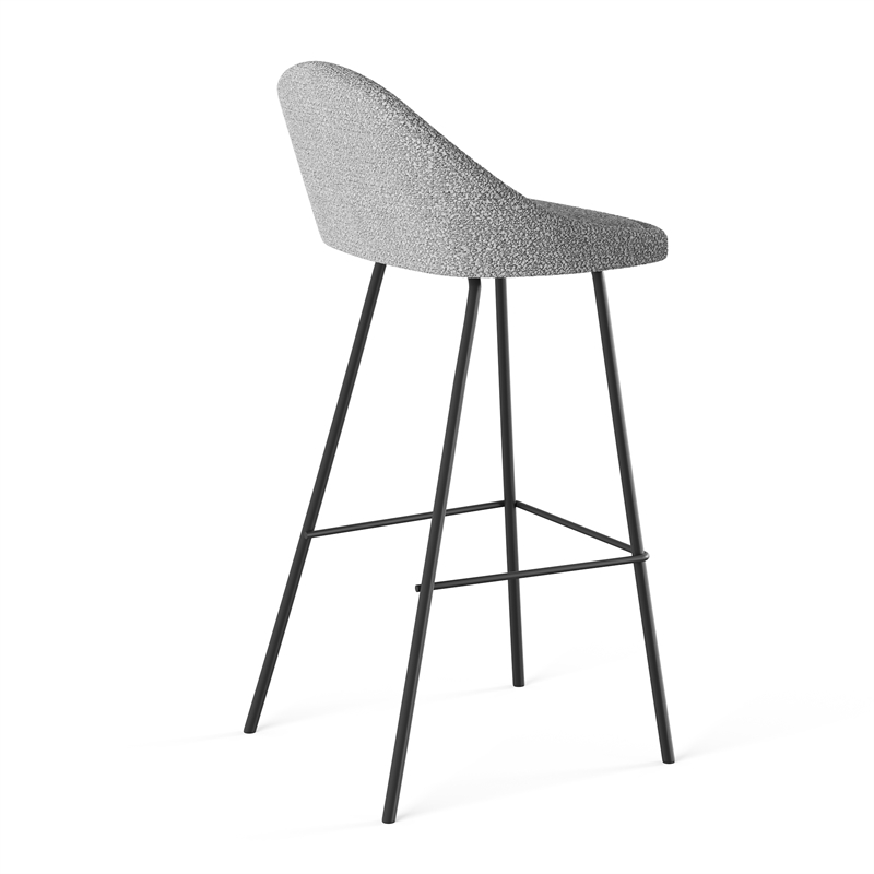 Pemberly Row Boucle Fabric Upholstery Bar Height Stools (Set of 2) in Gray