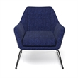 Pemberly Row Fabric Accent Chair with Black Powder Coated Sled Base in Navy