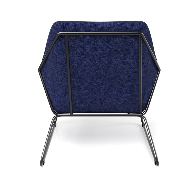 Pemberly Row Fabric Accent Chair with Black Powder Coated Sled Base in Navy