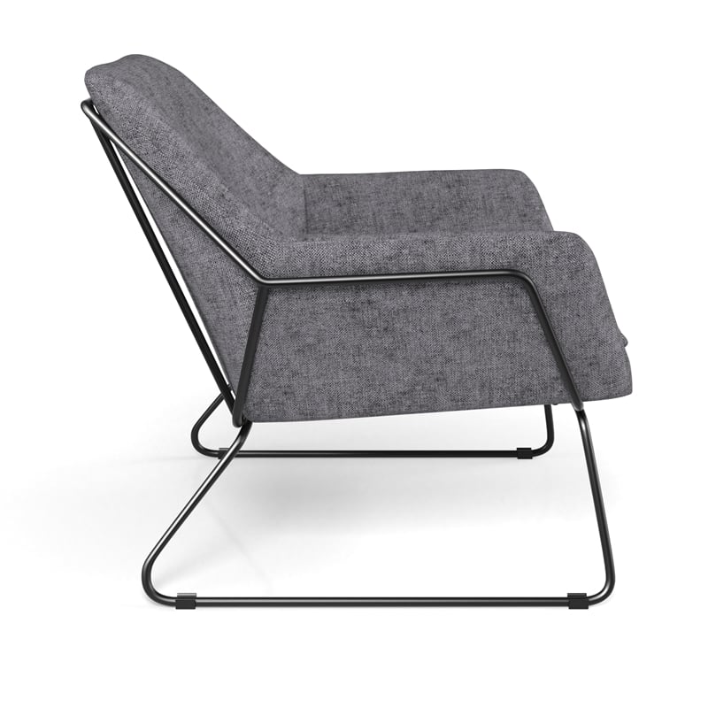 Pemberly Row Fabric Accent Chair with Black Powder Coated Sled Base in Gray