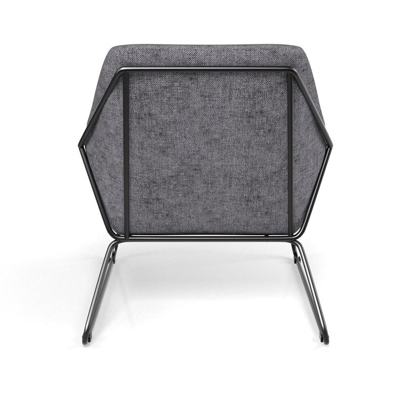 Pemberly Row Fabric Accent Chair with Black Powder Coated Sled Base in Gray