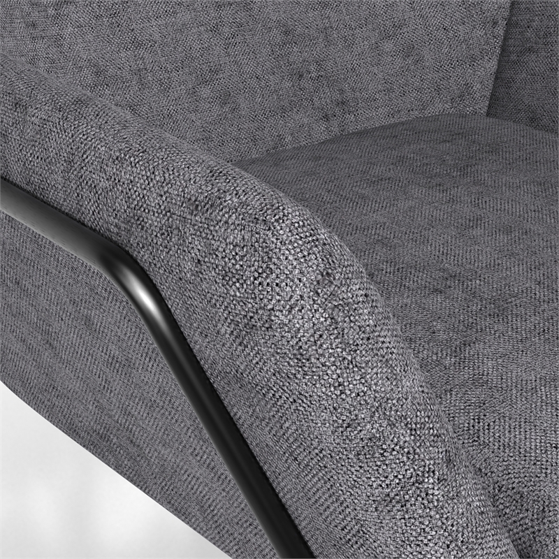 Pemberly Row Fabric Accent Chair with Black Powder Coated Sled Base in Gray