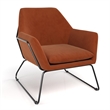 Pemberly Row Velvet Accent Chair with Black Powder Coated Sled Base in Rust
