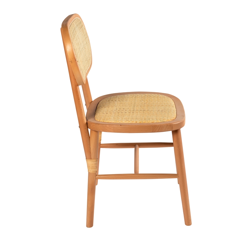 Pemberly Row Solid Wood with Natural Cane Side Chairs (Set of 2) in Natural
