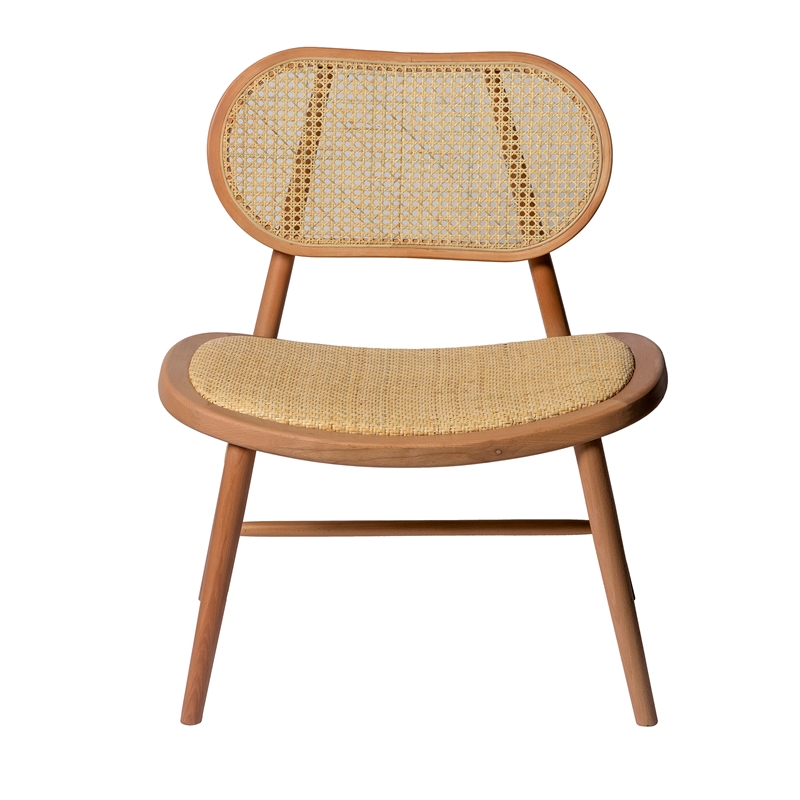 Pemberly Row Solid Wood with Natural Cane Side Chairs (Set of 2) in Natural