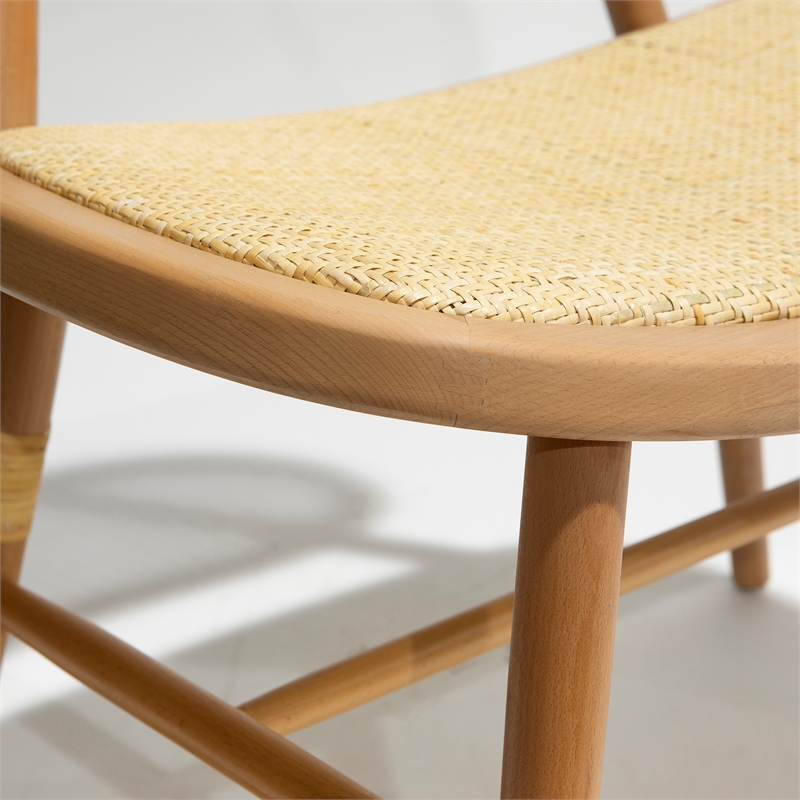 Pemberly Row Solid Wood with Natural Cane Side Chairs (Set of 2) in Natural