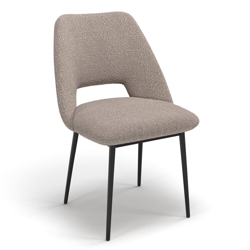 Pemberly Row Boucle Upholstered Seat and Back Side Chair (Set of 2) in Gray