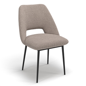 Pemberly Row Boucle Upholstered Seat and Back Side Chair (Set of 2) in Gray