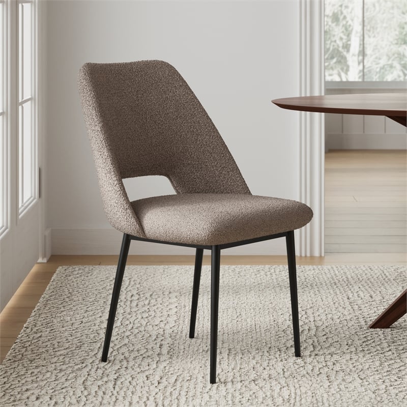Pemberly Row Boucle Upholstered Seat and Back Side Chair (Set of 2) in Gray