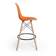 Pemberly Row Molded Plastic Seat Counter Height Stools (Set of 2) in Orange