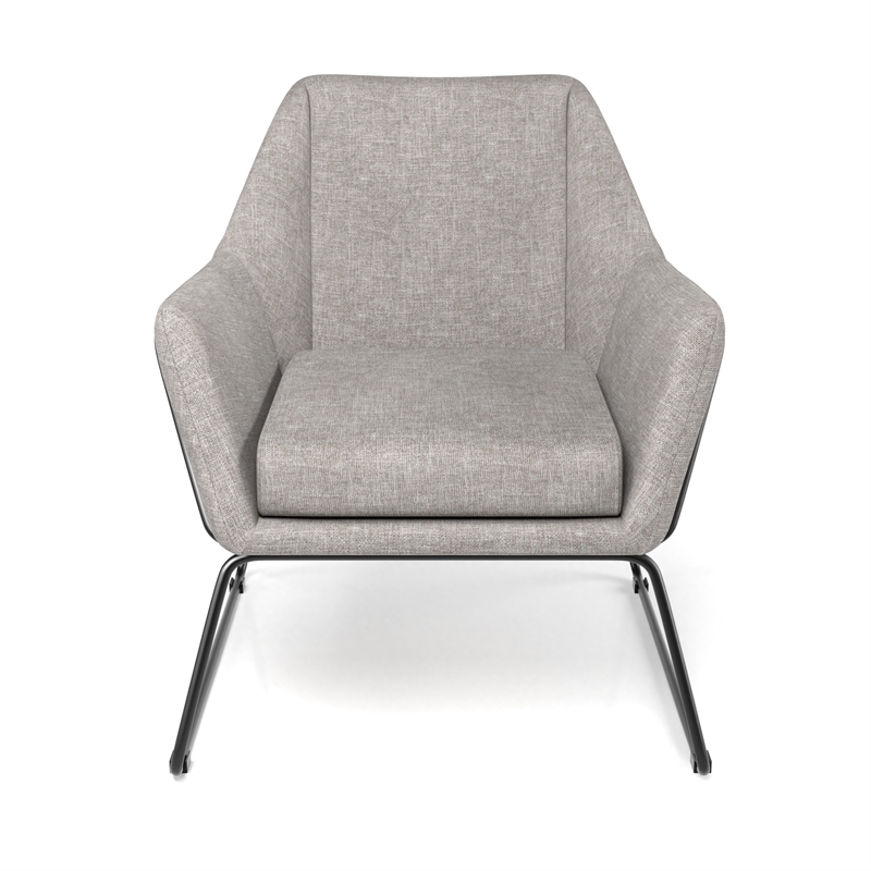 Pemberly Row Fabric Accent Chair with Black Powder Coated Sled Base in Beige