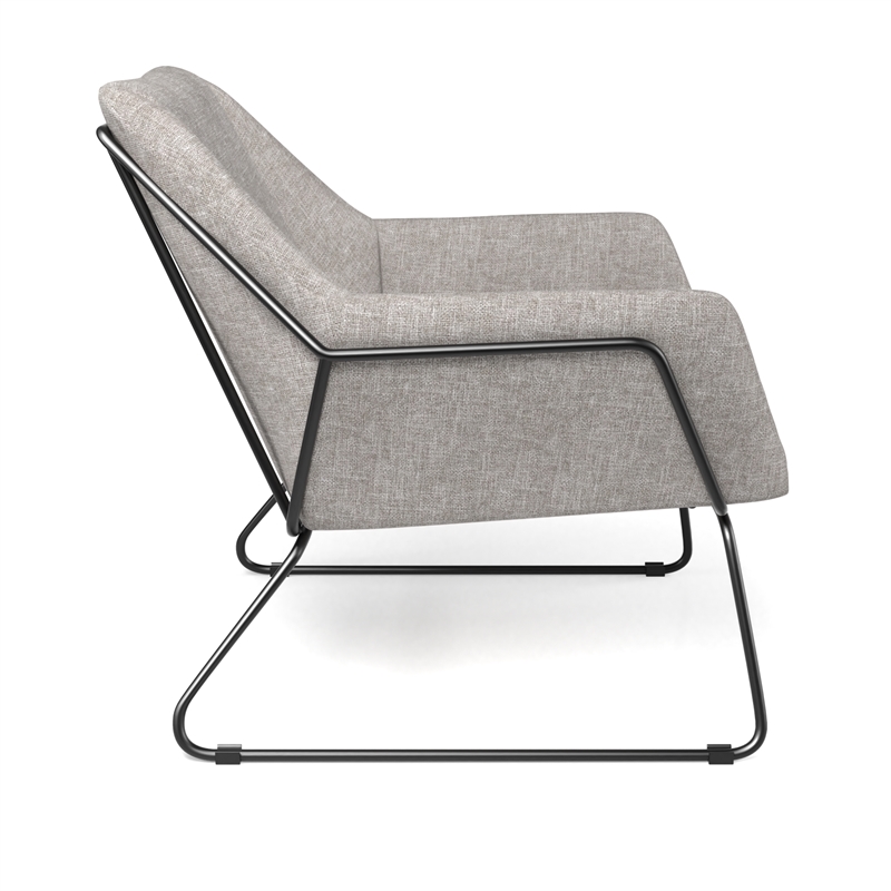 Pemberly Row Fabric Accent Chair with Black Powder Coated Sled Base in Beige