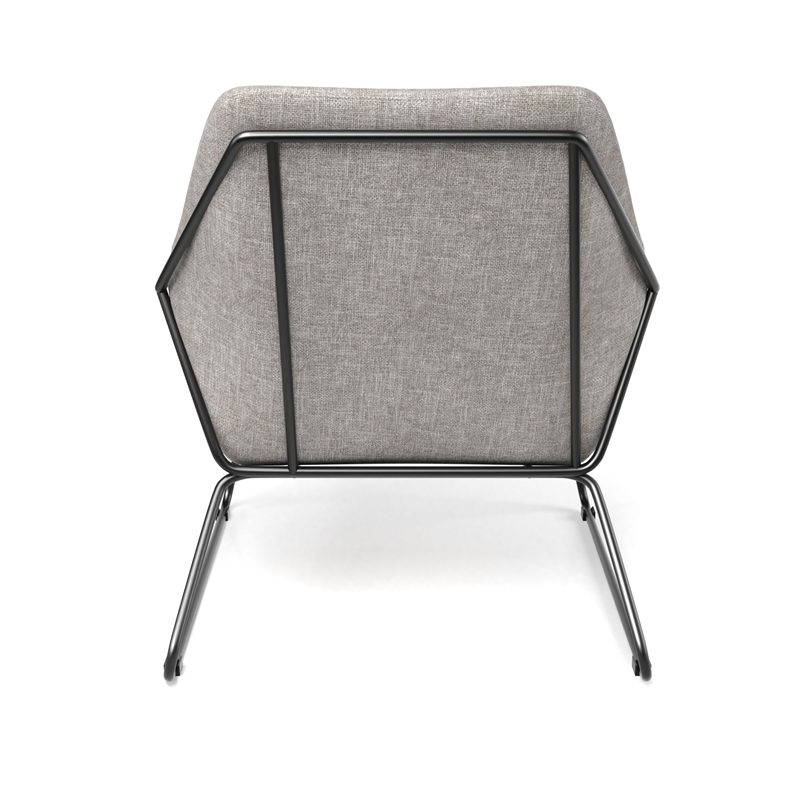 Pemberly Row Fabric Accent Chair with Black Powder Coated Sled Base in Beige