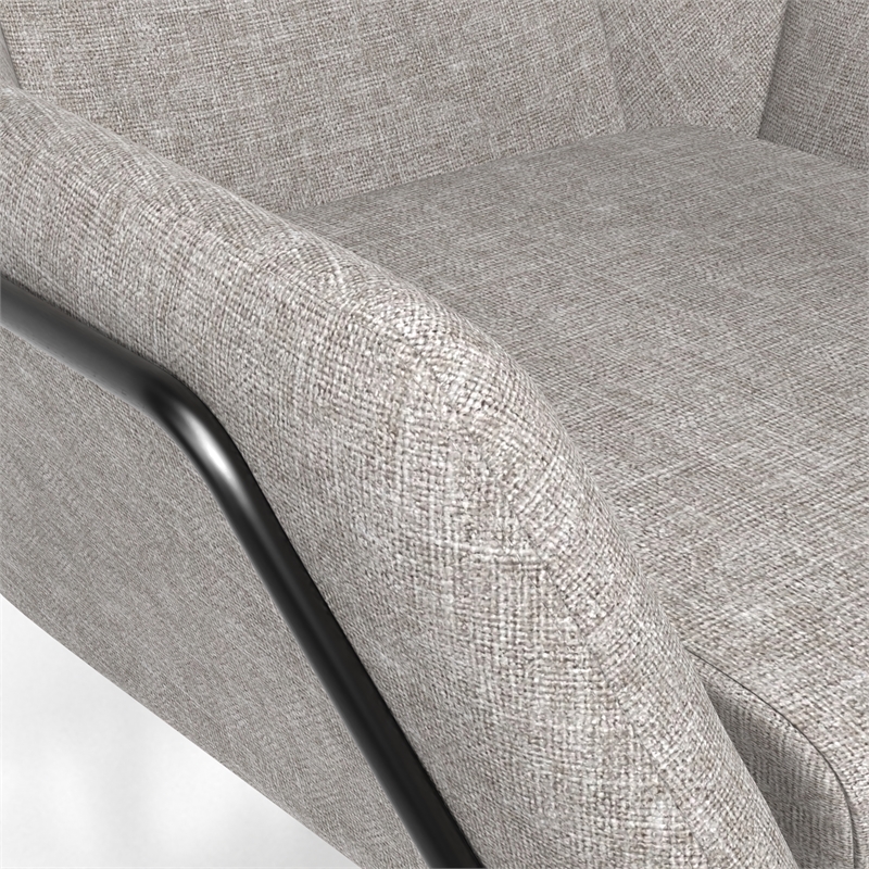 Pemberly Row Fabric Accent Chair with Black Powder Coated Sled Base in Beige