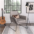 Pemberly Row Fabric Accent Chair with Black Powder Coated Sled Base in Beige