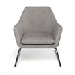Pemberly Row Fabric Accent Chair with Black Powder Coated Sled Base in Beige
